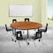 Flash Furniture Round 47.5 W, 48 L, 25 H, Chrome, Laminate, Particleboard, Plastic, Steel, Wood Grain XU-GRP-12CH-A48-HCIRC-OAK-T-P-CAS-GG - alternate 1
